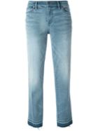 Tory Burch Frayed Hem Cropped Jeans, Women's, Size: 26, Blue, Cotton/polyester/spandex/elastane