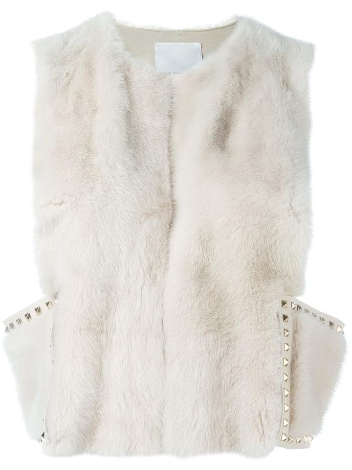 Valentino 'rockstud' Gilet, Women's, Size: 38, Nude/neutrals, Leather/mink Fur