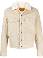 Sandro Paris Shearling Corduroy Shirt Jacket - Neutrals