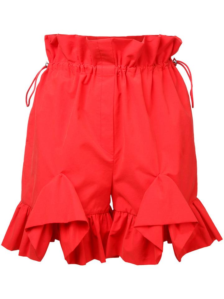 Goen.j - Ruffle Trim Shorts - Women - Cotton/nylon - S, Red, Cotton/nylon