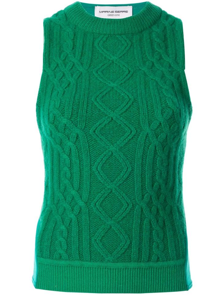 Marine Serre Cable-knit Tank Top - Green