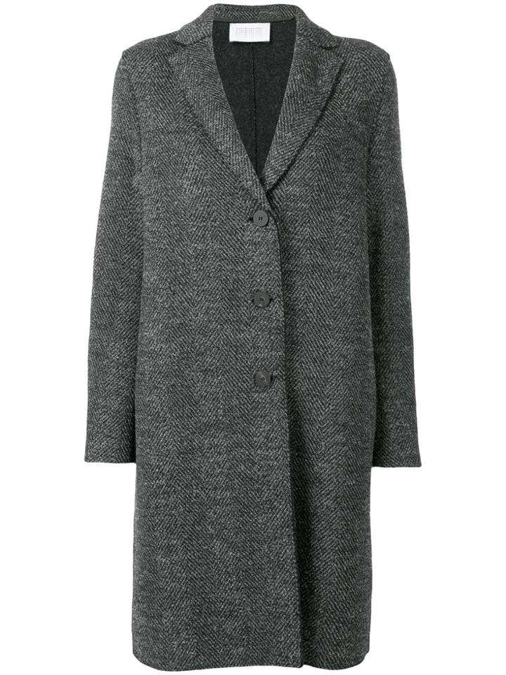 Harris Wharf London Chevron Single Breasted Coat - Grey