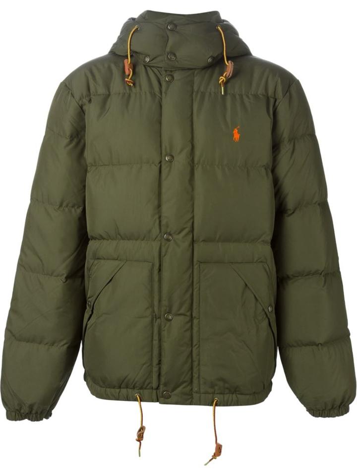 Polo Ralph Lauren Hooded Padded Jacket, Men's, Size: Medium, Green, Polyester/nylon/cotton/feather Down
