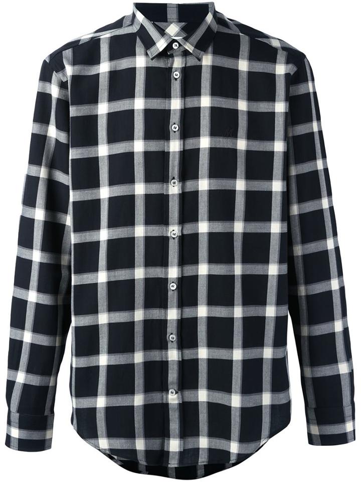 Msgm Checked Shirt, Men's, Size: 42, Black, Cotton