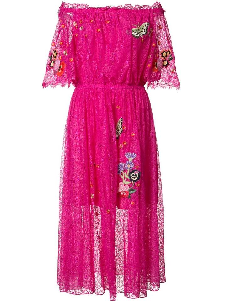 Temperley London Butterfly Patch Flared Dress, Women's, Size: 4, Pink/purple, Nylon