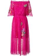 Temperley London Butterfly Patch Flared Dress, Women's, Size: 4, Pink/purple, Nylon