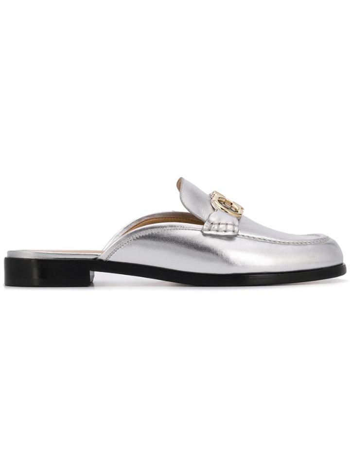Salvatore Ferragamo Gancini Mules - Silver