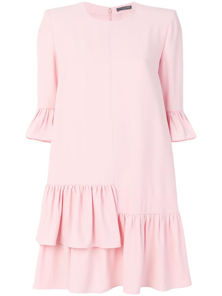 Alexander Mcqueen Asymmetric Frill Detail Dress - Pink & Purple