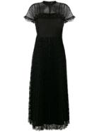 Red Valentino Rhinestone Organza And Lace Dress - Black