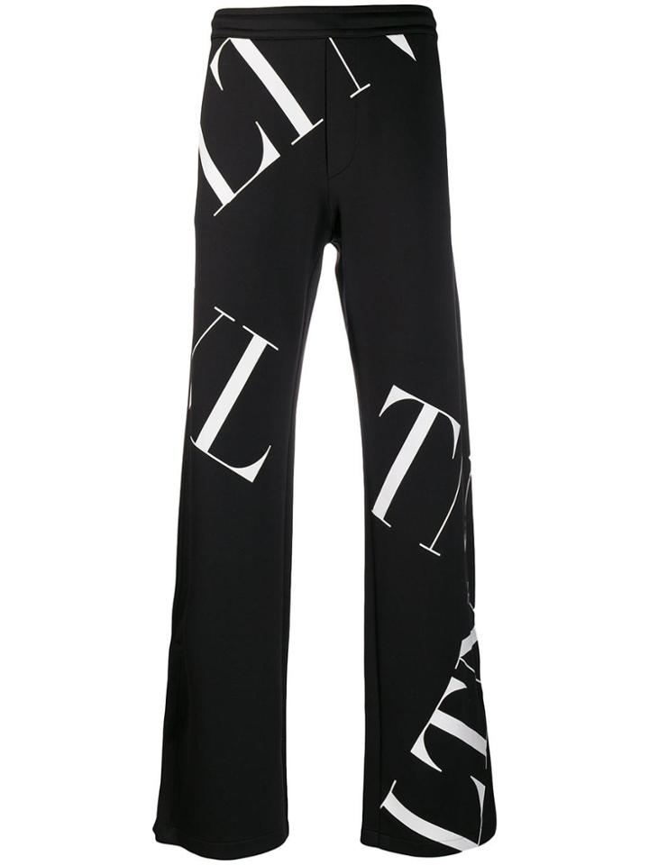 Valentino Contrast Logo Grid Track Pants - Black