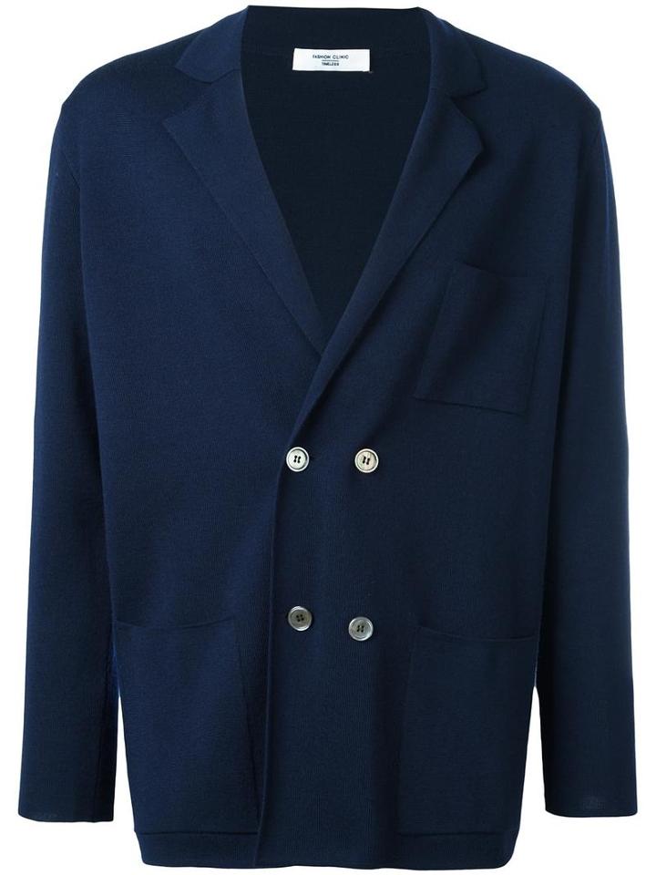 Fashion Clinic Double Breasted Cardigan, Men's, Size: Xl, Blue, Wool