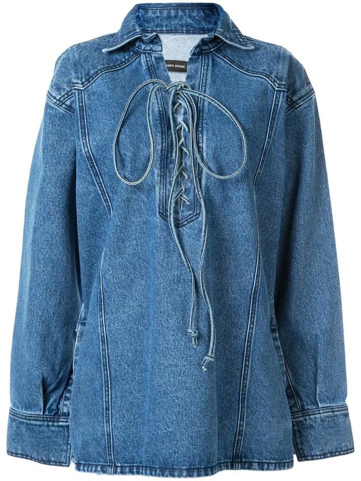 Pony Stone Open-collar Shirt - Blue