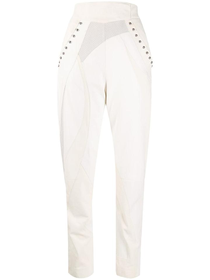 Alberta Ferretti High-waisted Leather Trousers - White
