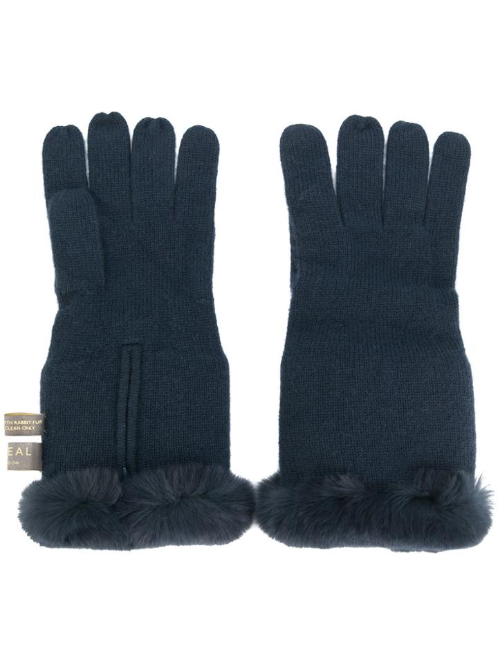 N.peal Fur-trim Gloves - Blue