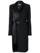 Givenchy - Asymmetric Scarf Trim Coat - Women - Silk/viscose/wool - 38, Black, Silk/viscose/wool