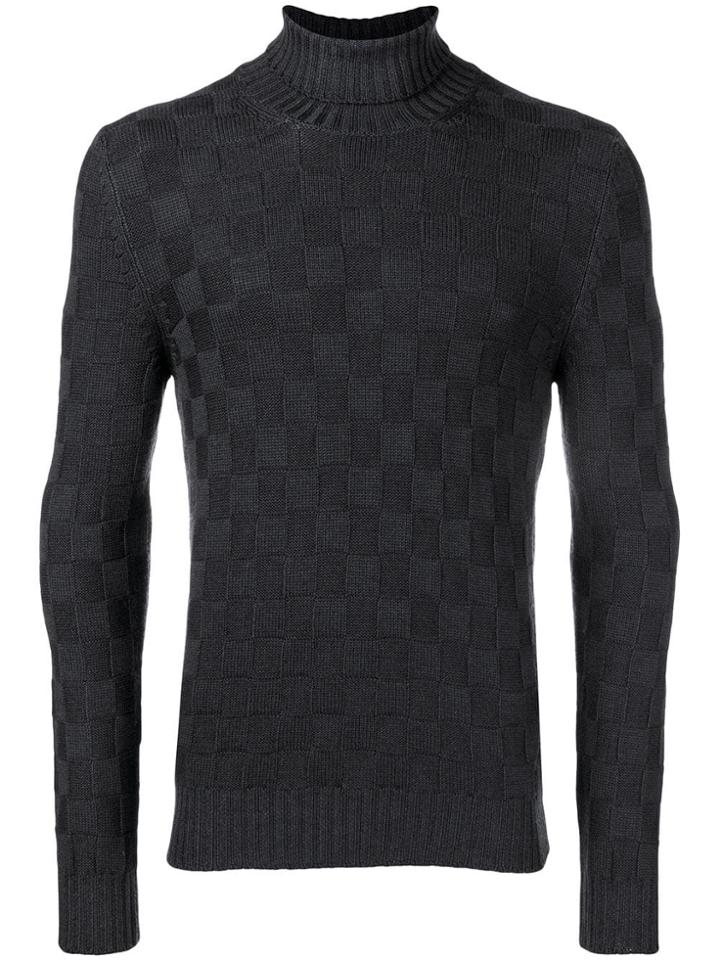 La Fileria For D'aniello Checkered Pattern Sweater - Grey
