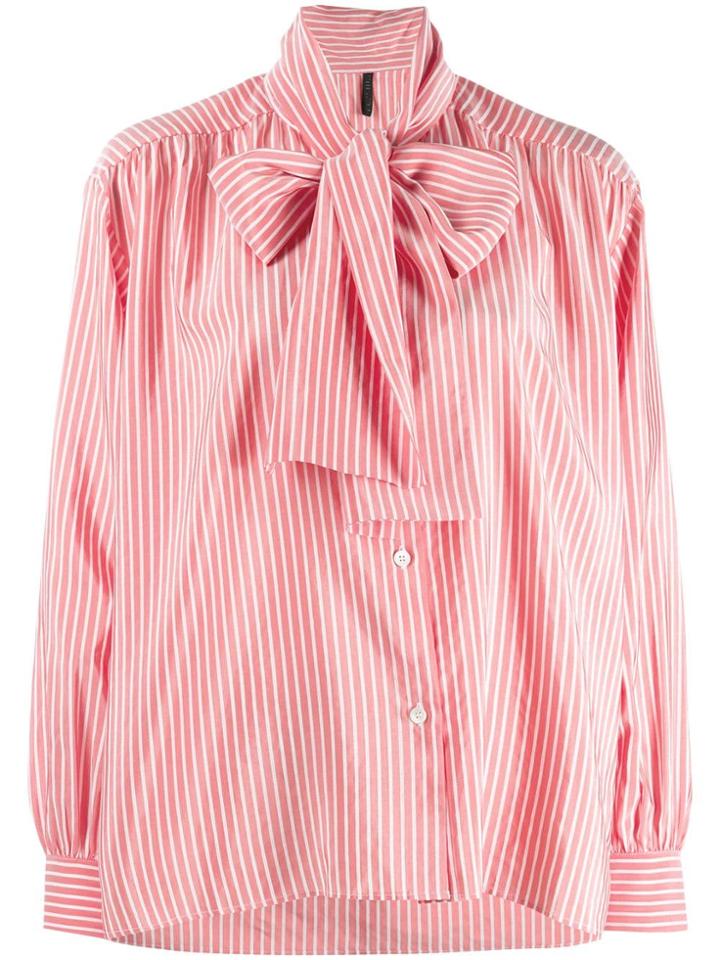 Unravel Project Pussy Bow Striped Shirt - Red
