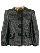 Dolce & Gabbana Tweed Decorative Button Blazer - Black