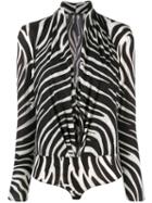 Versace V-neck Zebra Print Bodysuit - Black