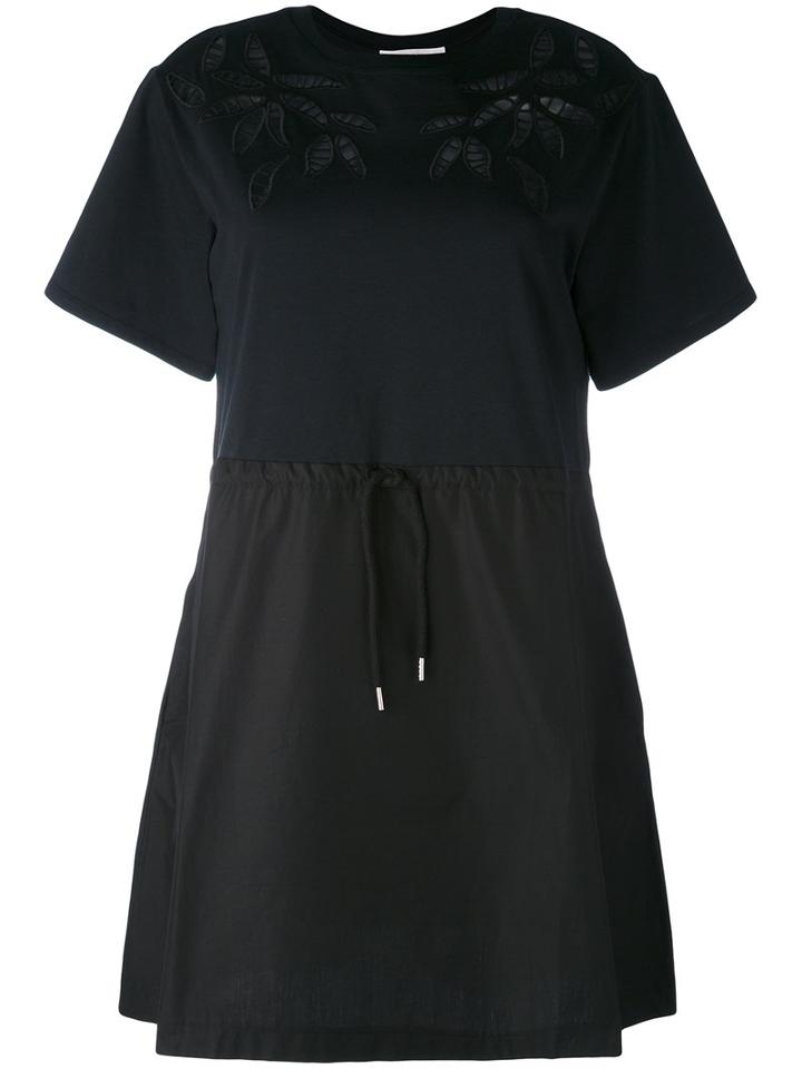 See By Chloé - Cut Out Drawstring Dress - Women - Cotton - L, Black, Cotton