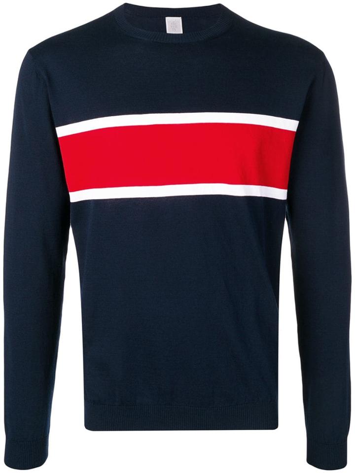 Eleventy Contrast Stripe Jumper - Blue