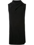 Rick Owens Sleeveless Hooded Cardigan, Men's, Size: Medium, Black, Wool