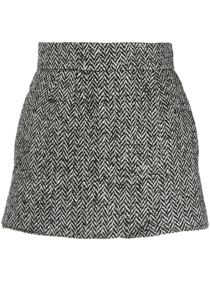 Red Valentino Woven Chevron Wrap-effect Short - Black