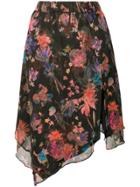 Iro Asymmetric Floral Print Skirt - Black