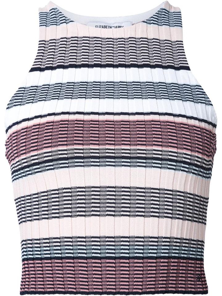 Elizabeth And James Striped Knit Tank Top, Women's, Size: Xs, White, Viscose/nylon