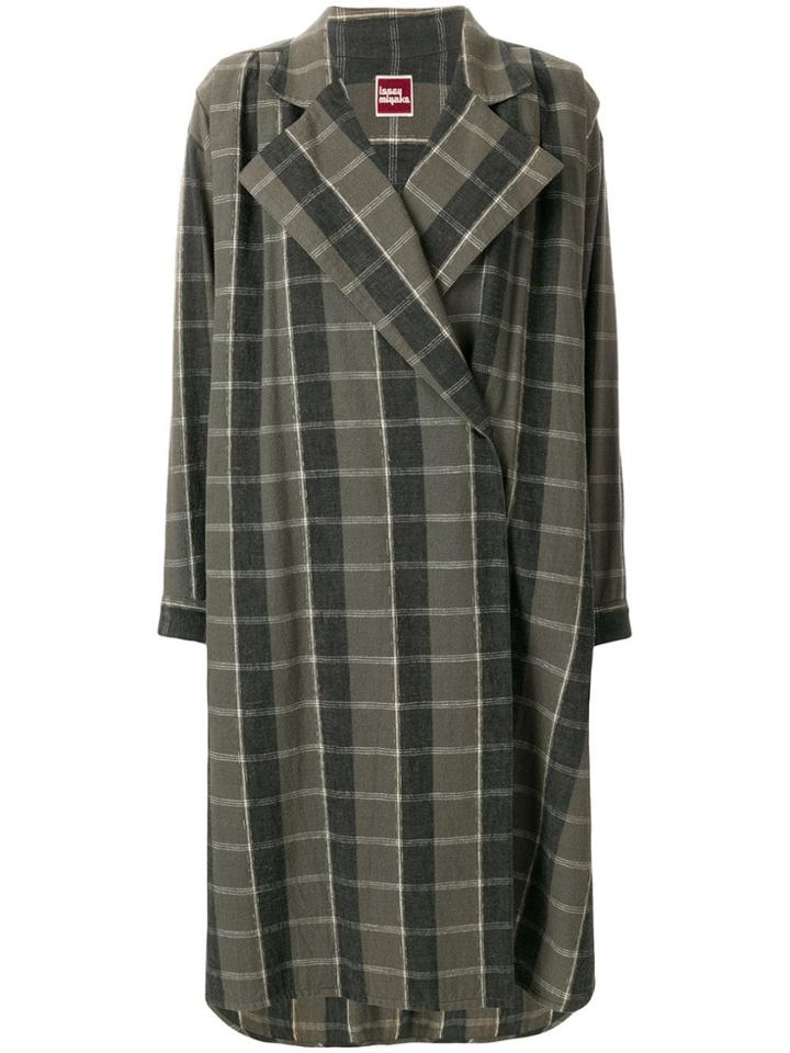 Issey Miyake Pre-owned Oversize Check Coat - Green