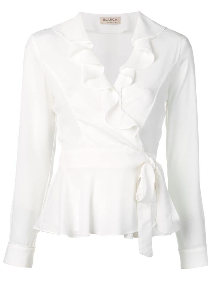 Blanca Ruffled Wrap Blouse - White