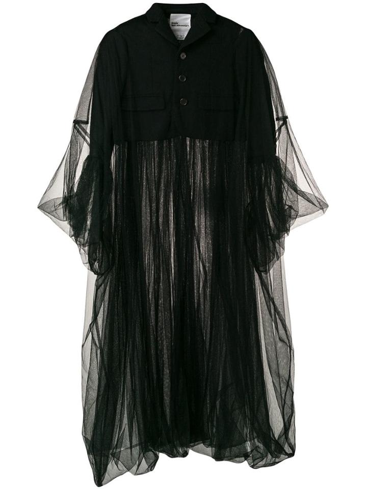 Comme Des Garçons Noir Kei Ninomiya Long Chunky Tulle Coat - Black
