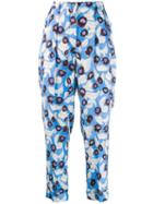 Christian Wijnants Cropped Floral Print Trousers - Blue