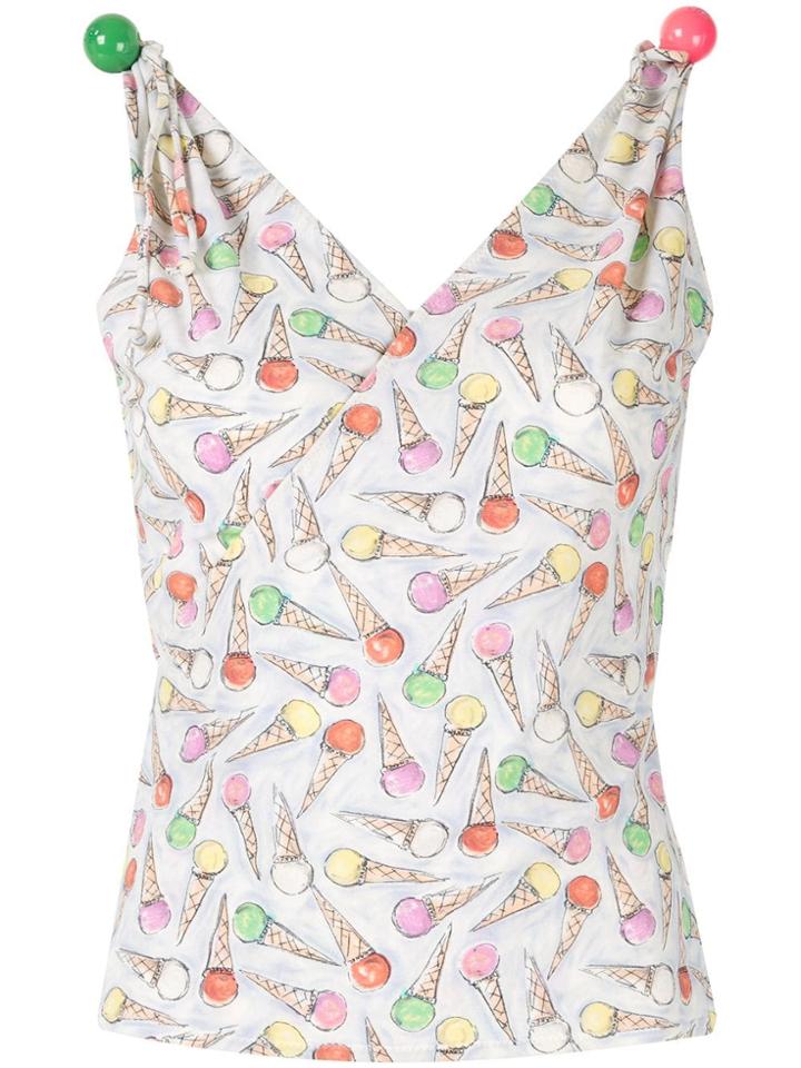 Chanel Vintage Ice Cream Print Top - Blue