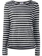 Frame Denim Striped T-shirt, Women's, Size: Small, Black, Linen/flax