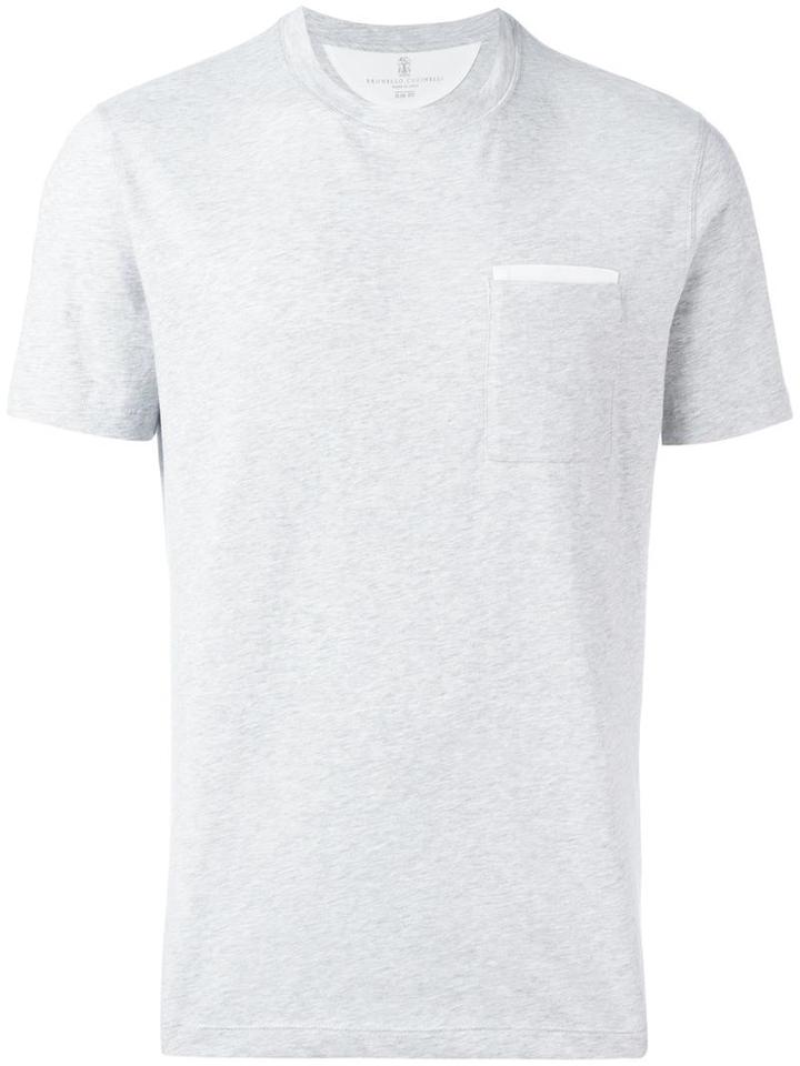 Brunello Cucinelli Chest Pocket T-shirt, Men's, Size: Small, Grey, Cotton