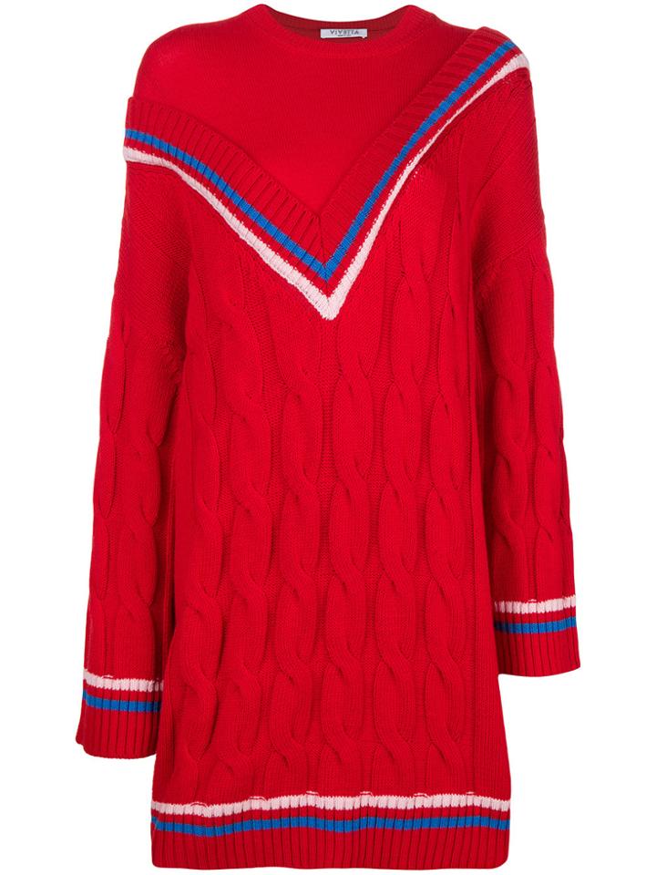 Vivetta Contrast V Knit Jumper - Red
