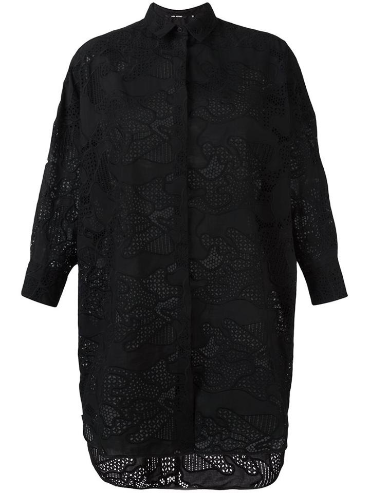 Neil Barrett Macrame Lace Blose, Women's, Size: Small, Black, Cotton