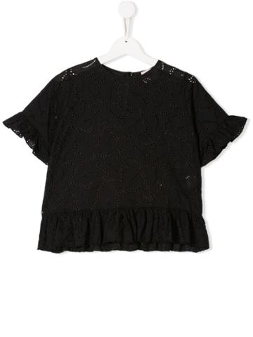 Mariuccia Milano Kids Broderie Anglaise Top - Black