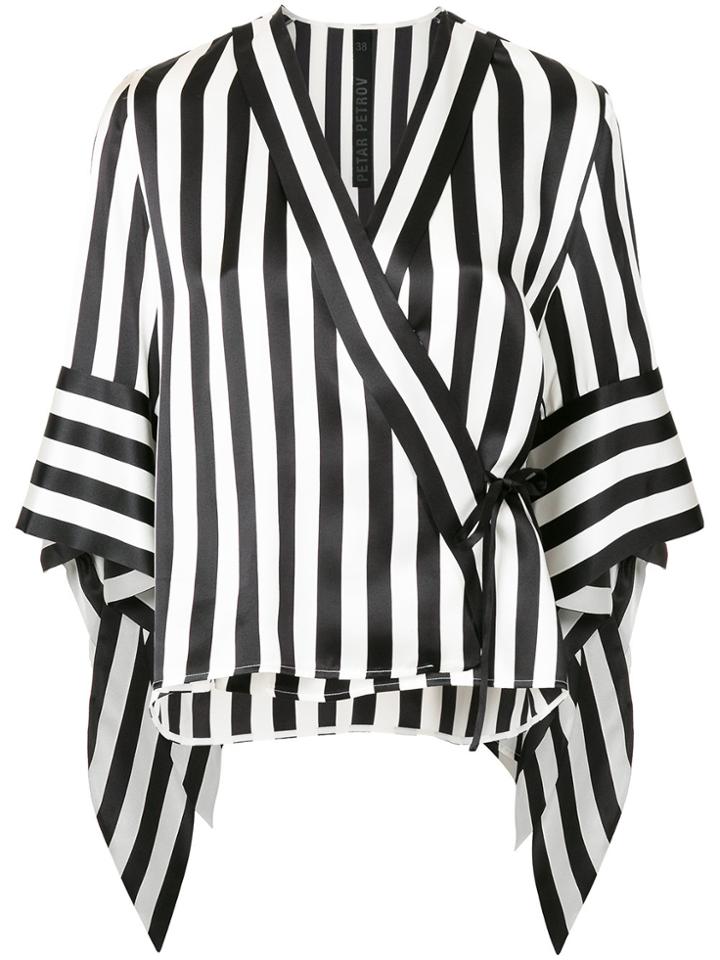 Petar Petrov Wrap-front Striped Blouse - Black