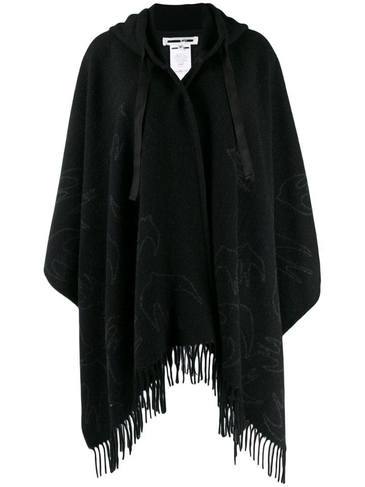 Mcq Alexander Mcqueen Swallow Print Cape Jacket - Black