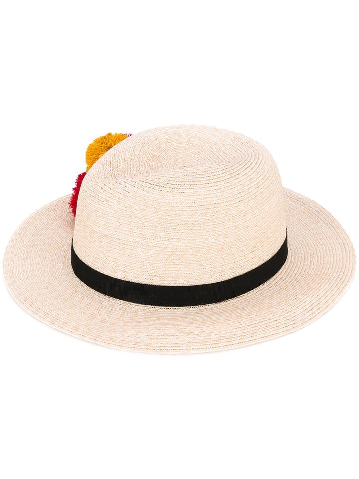 Eugenia Kim - Lillian Pom-pom Fedora - Women - Hemp/polyester/polypropylene - One Size, Nude/neutrals, Hemp/polyester/polypropylene