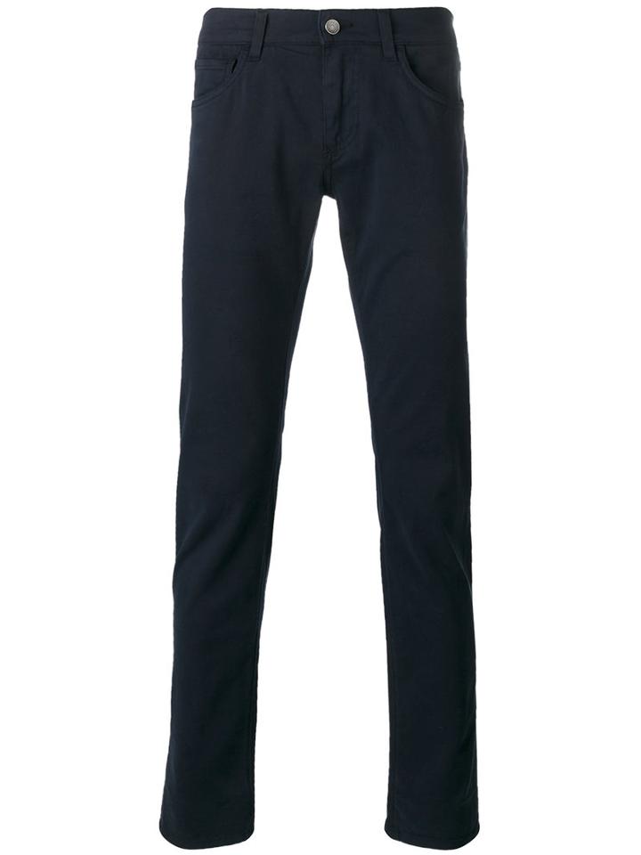 Dolce & Gabbana Gold 14 Slim Fit Trousers, Men's, Size: 48, Blue, Cotton/spandex/elastane