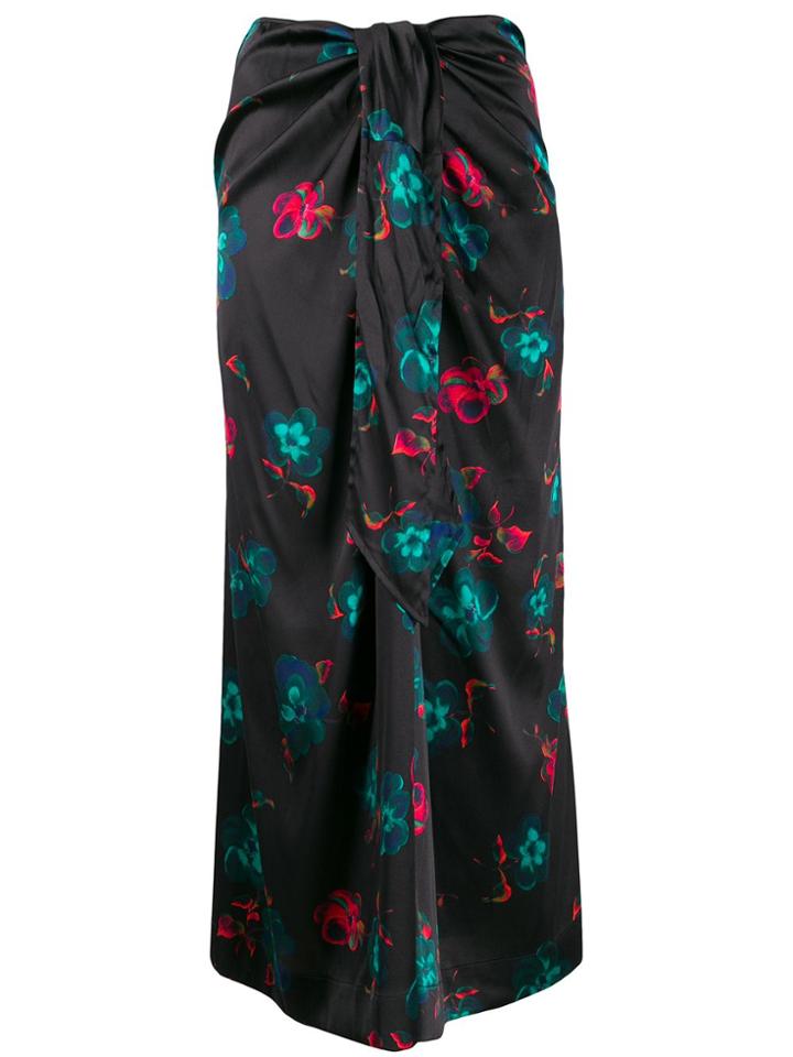 Ganni Floral Long Skirt - Black