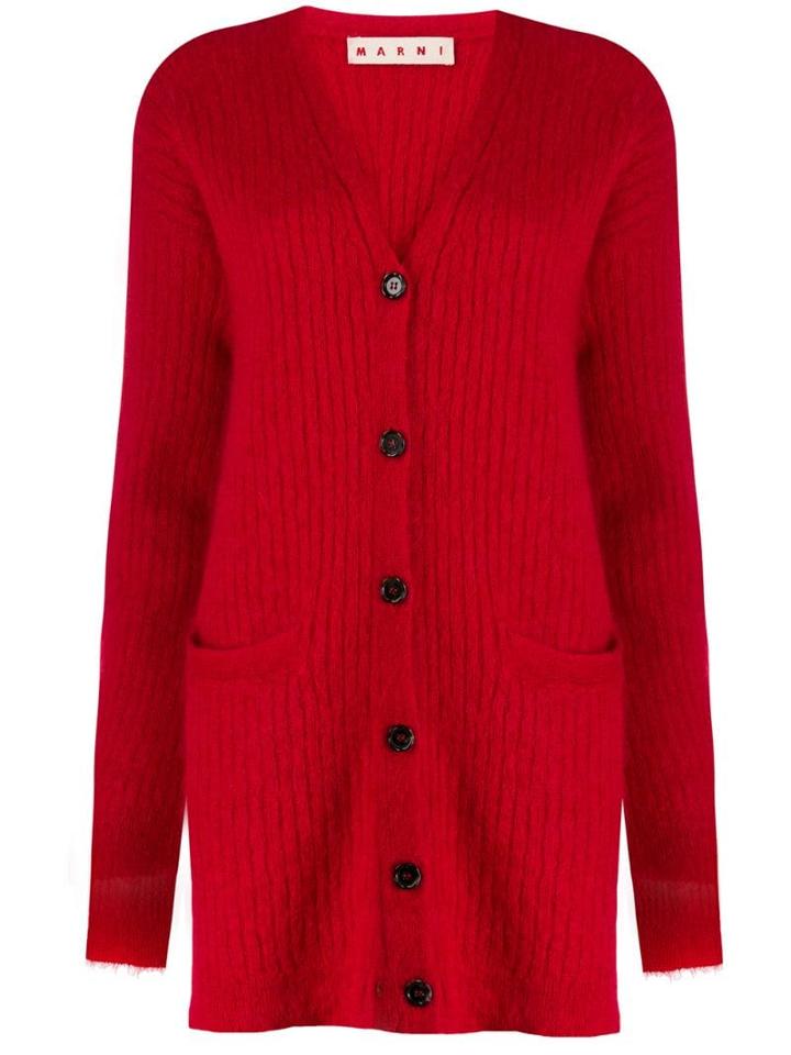 Marni Oversized V-neck Cardigan - Red