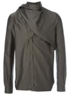Rick Owens Wrap Effect Shirt, Men's, Size: 48, Grey, Silk/cotton