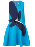 Delpozo - Contrast Patch Flared Dress - Women - Cotton - 36, Blue, Cotton