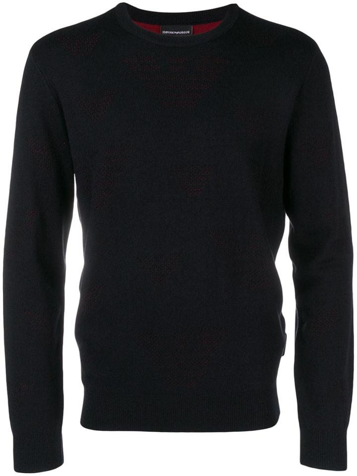 Emporio Armani Logo Perforated Sweater - Blue