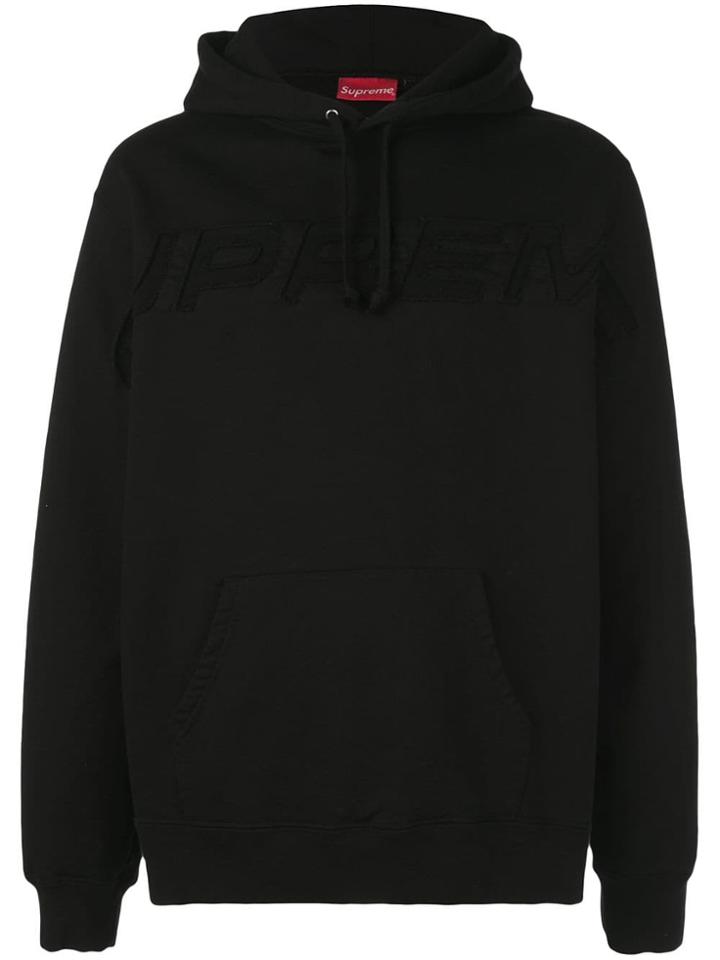 Supreme Embroidered Logo Hoodie - Black