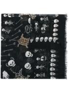 Alexander Mcqueen 'voodoo Skull' Scarf, Women's, Black, Silk/modal